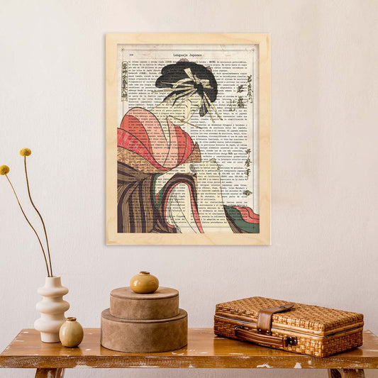 Poster de Geisha escribiendo. Láminas de geishas. Diseños japoneses con definiciones de la cultura japonesa.-Artwork-Nacnic-Nacnic Estudio SL