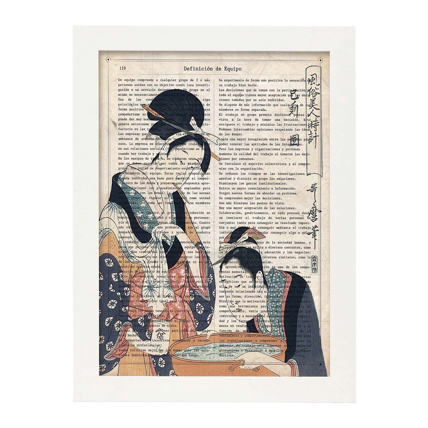 Poster de Geisha preparando el baño. Láminas de geishas. Diseños japoneses con definiciones de la cultura japonesa.-Artwork-Nacnic-A3-Marco Blanco-Nacnic Estudio SL