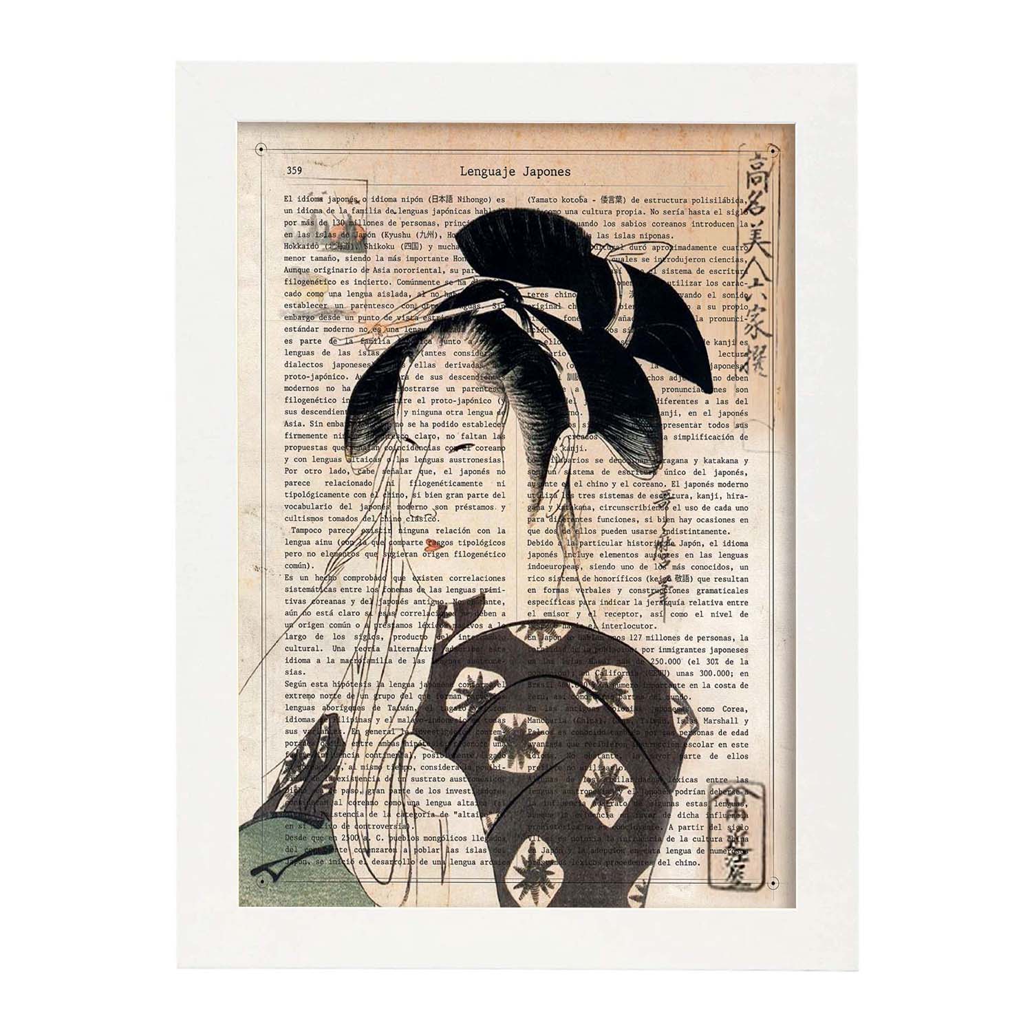 Poster de Geisha. Láminas de geishas. Diseños japoneses con definiciones de la cultura japonesa.-Artwork-Nacnic-A3-Marco Blanco-Nacnic Estudio SL