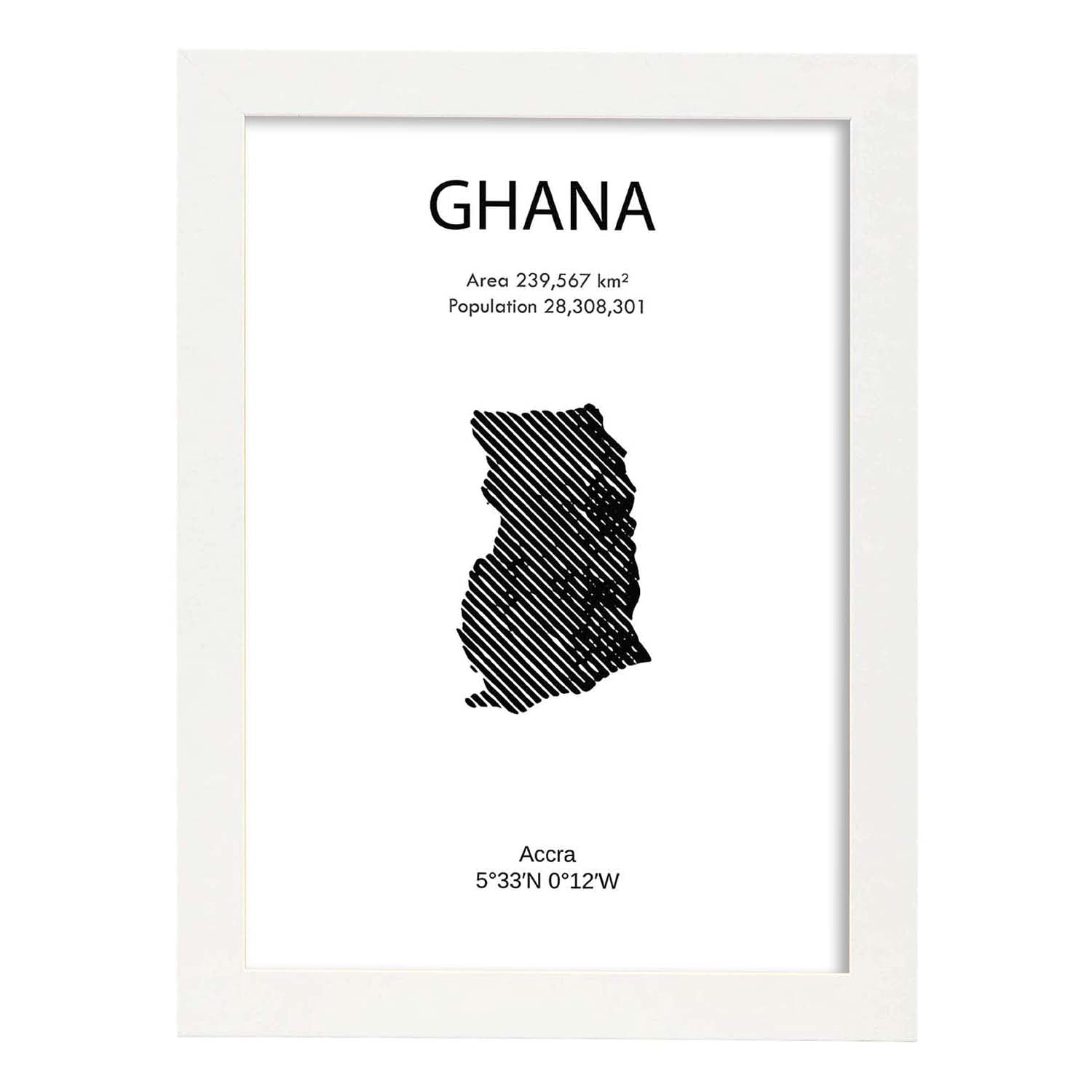 Poster de Ghana. Láminas de paises y continentes del mundo.-Artwork-Nacnic-A3-Marco Blanco-Nacnic Estudio SL