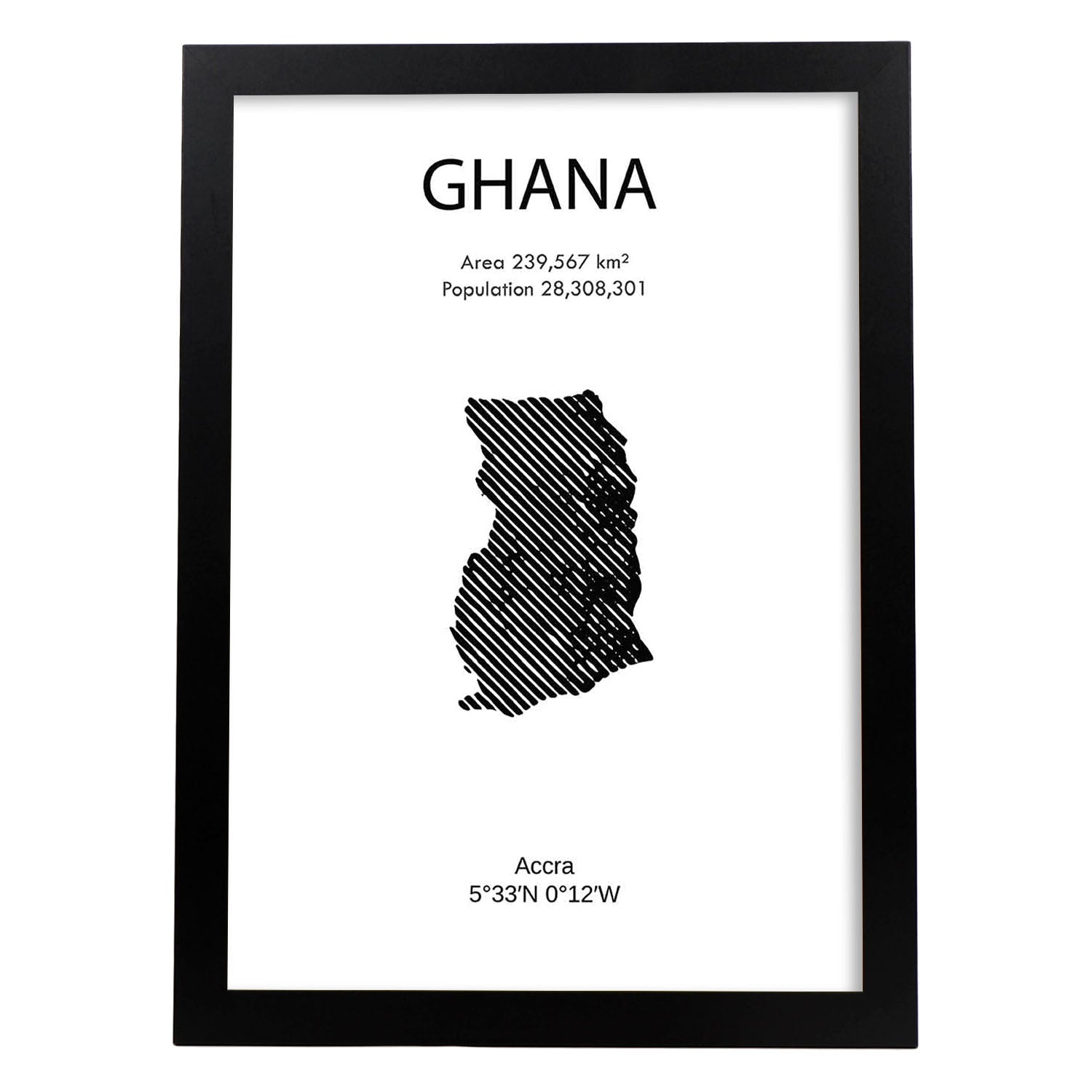 Poster de Ghana. Láminas de paises y continentes del mundo.-Artwork-Nacnic-A3-Marco Negro-Nacnic Estudio SL