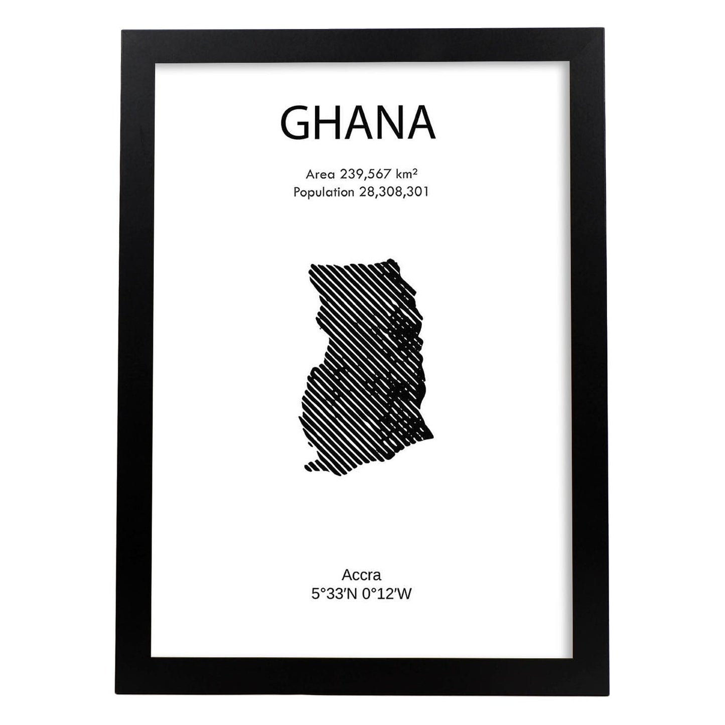 Poster de Ghana. Láminas de paises y continentes del mundo.-Artwork-Nacnic-A4-Marco Negro-Nacnic Estudio SL