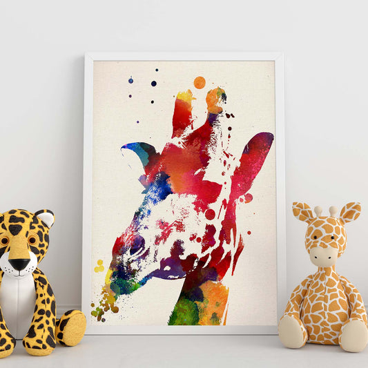 Poster de Girafa 2 con diseño acuarela. Mix de láminas con estilo acuarela-Artwork-Nacnic-Nacnic Estudio SL