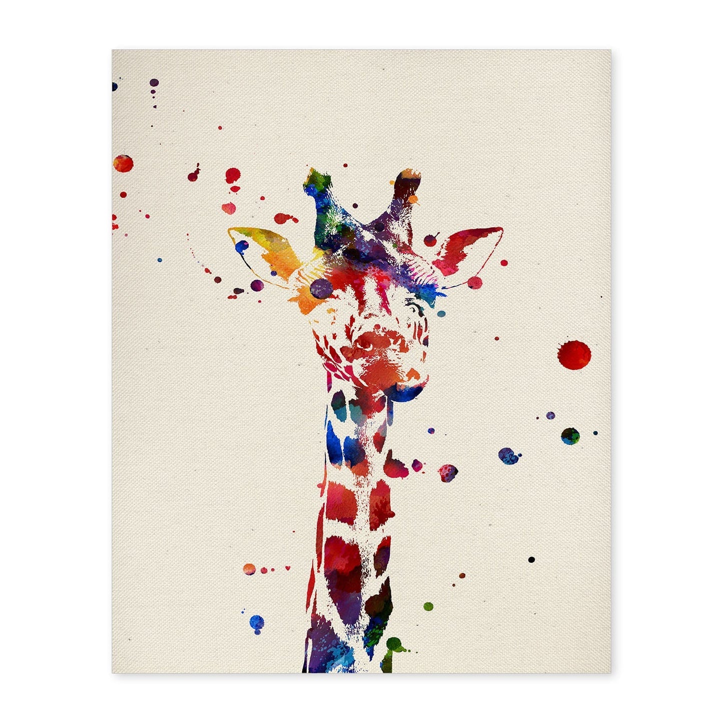 Poster de Girafa con diseño acuarela. Mix de láminas con estilo acuarela-Artwork-Nacnic-A4-Sin marco-Nacnic Estudio SL