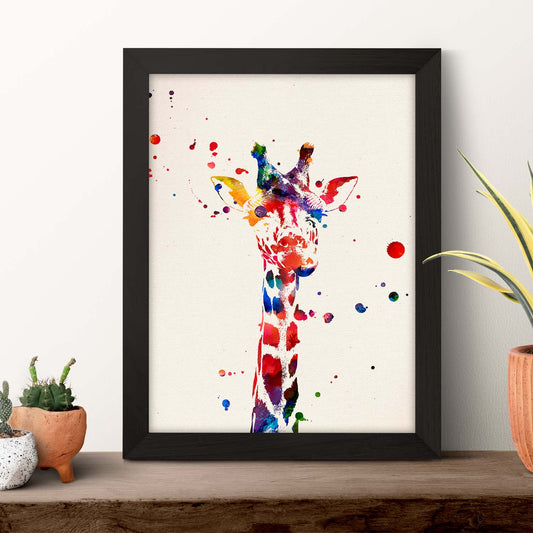 Poster de Girafa con diseño acuarela. Mix de láminas con estilo acuarela-Artwork-Nacnic-Nacnic Estudio SL