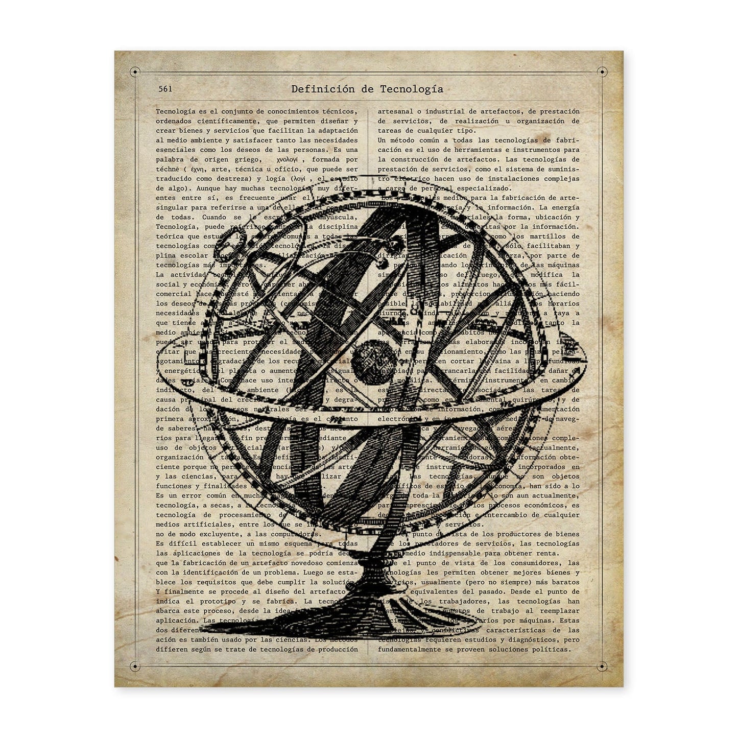 Poster de Giroscopio astronomico.Láminas vintage para Posters con diseño vintage y definiciones.-Artwork-Nacnic-A4-Sin marco-Nacnic Estudio SL