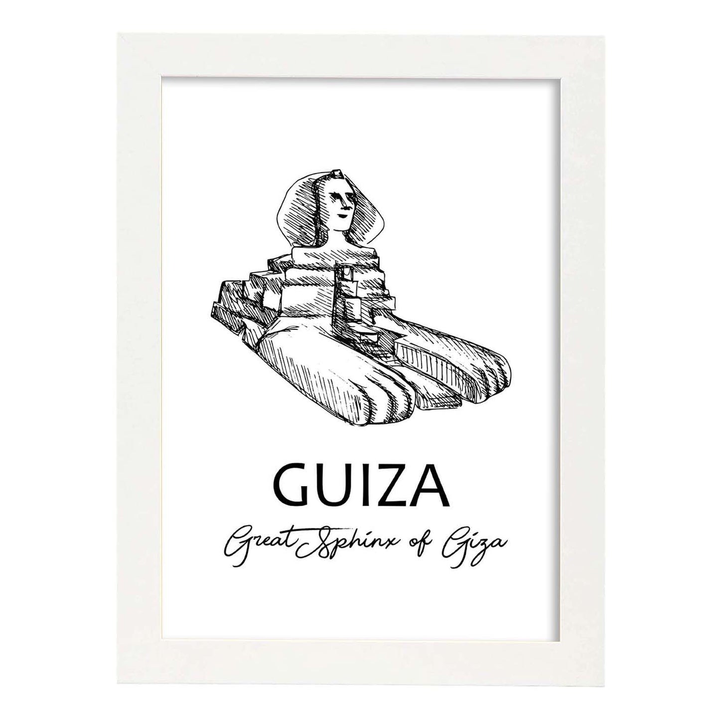 Poster de Giza - La esfinge. Láminas con monumentos de ciudades.-Artwork-Nacnic-A3-Marco Blanco-Nacnic Estudio SL