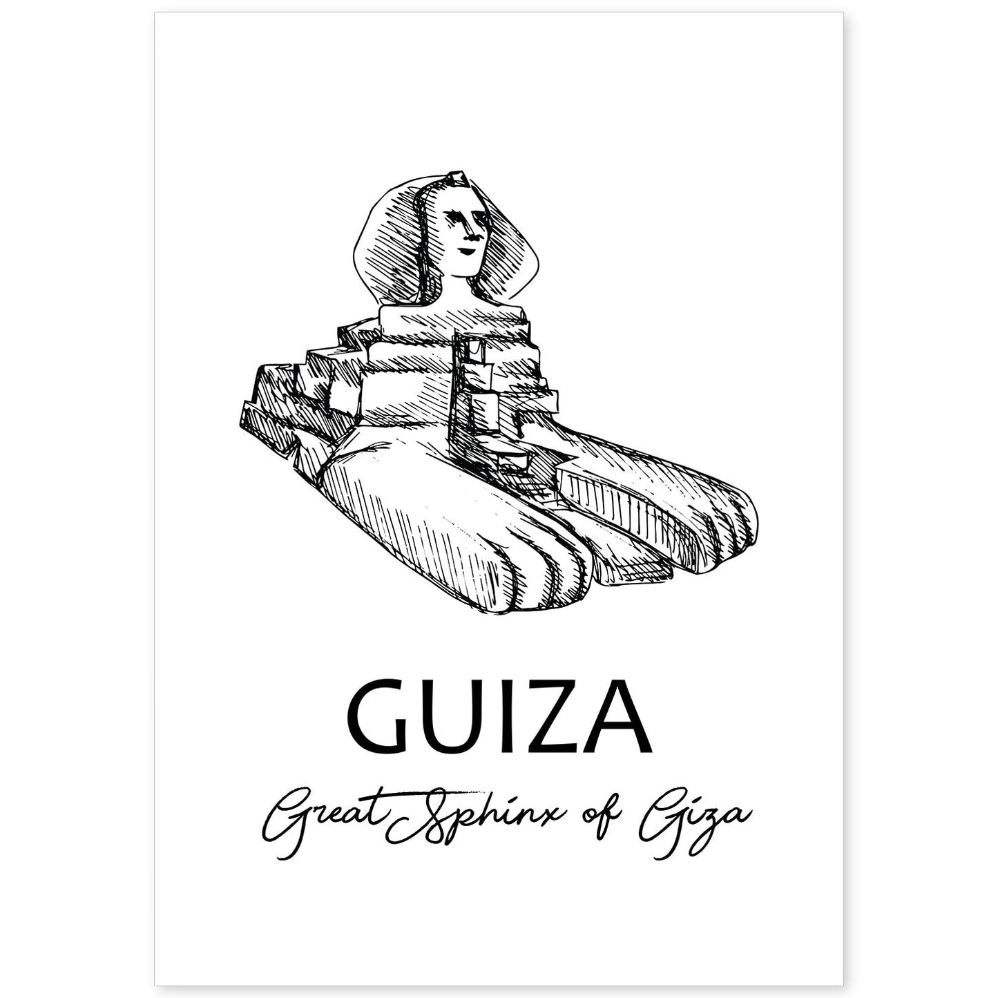 Poster de Giza - La esfinge. Láminas con monumentos de ciudades.-Artwork-Nacnic-A4-Sin marco-Nacnic Estudio SL