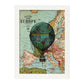 Poster de Globo azul sobre Europa. Láminas de globos aeroestáticos. Diseño con imágenes de globos.-Artwork-Nacnic-A3-Marco Blanco-Nacnic Estudio SL