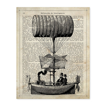 Poster de Globo barco. Láminas de globos aeroestáticos. Diseño con imágenes de globos.-Artwork-Nacnic-A4-Sin marco-Nacnic Estudio SL