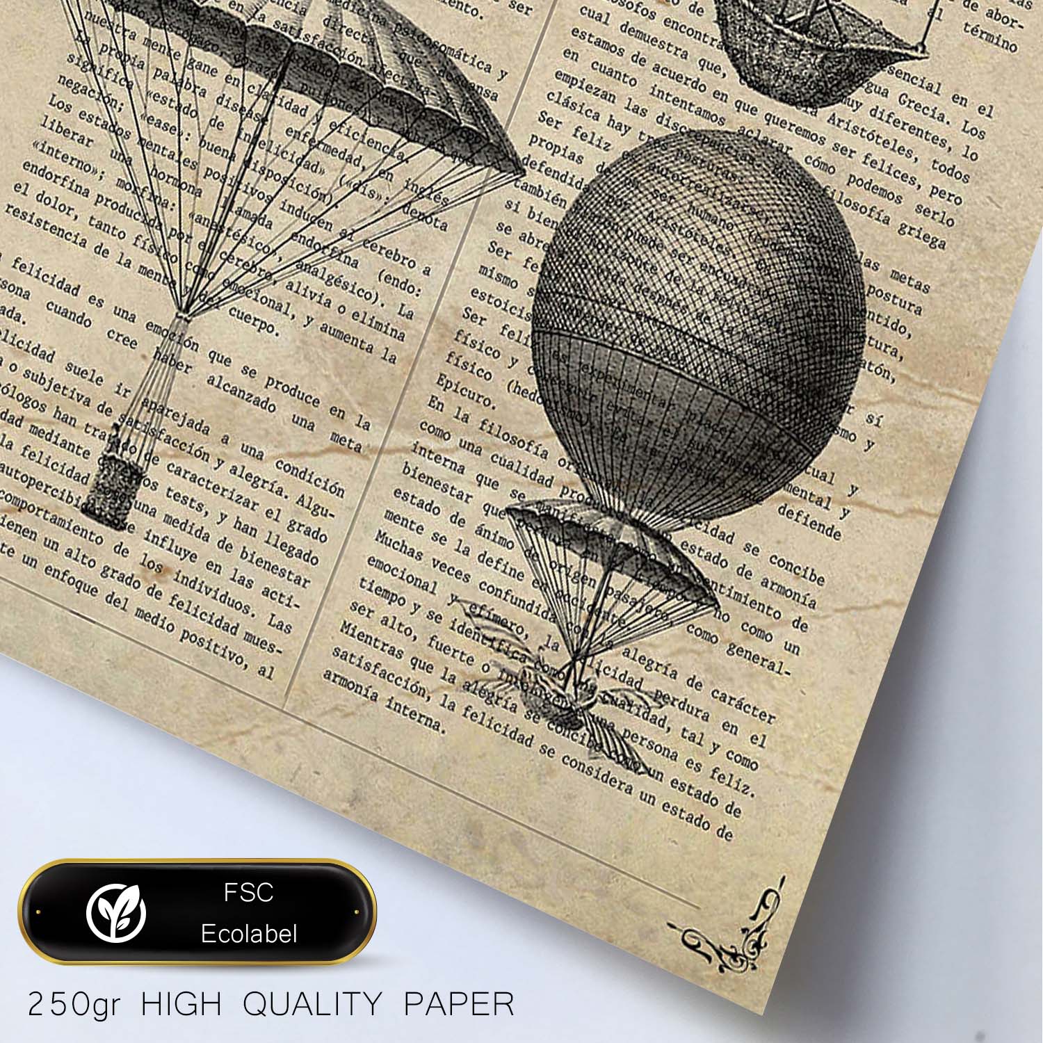 Poster de Globos Vintage. Láminas de globos aeroestáticos. Diseño con imágenes de globos.-Artwork-Nacnic-Nacnic Estudio SL