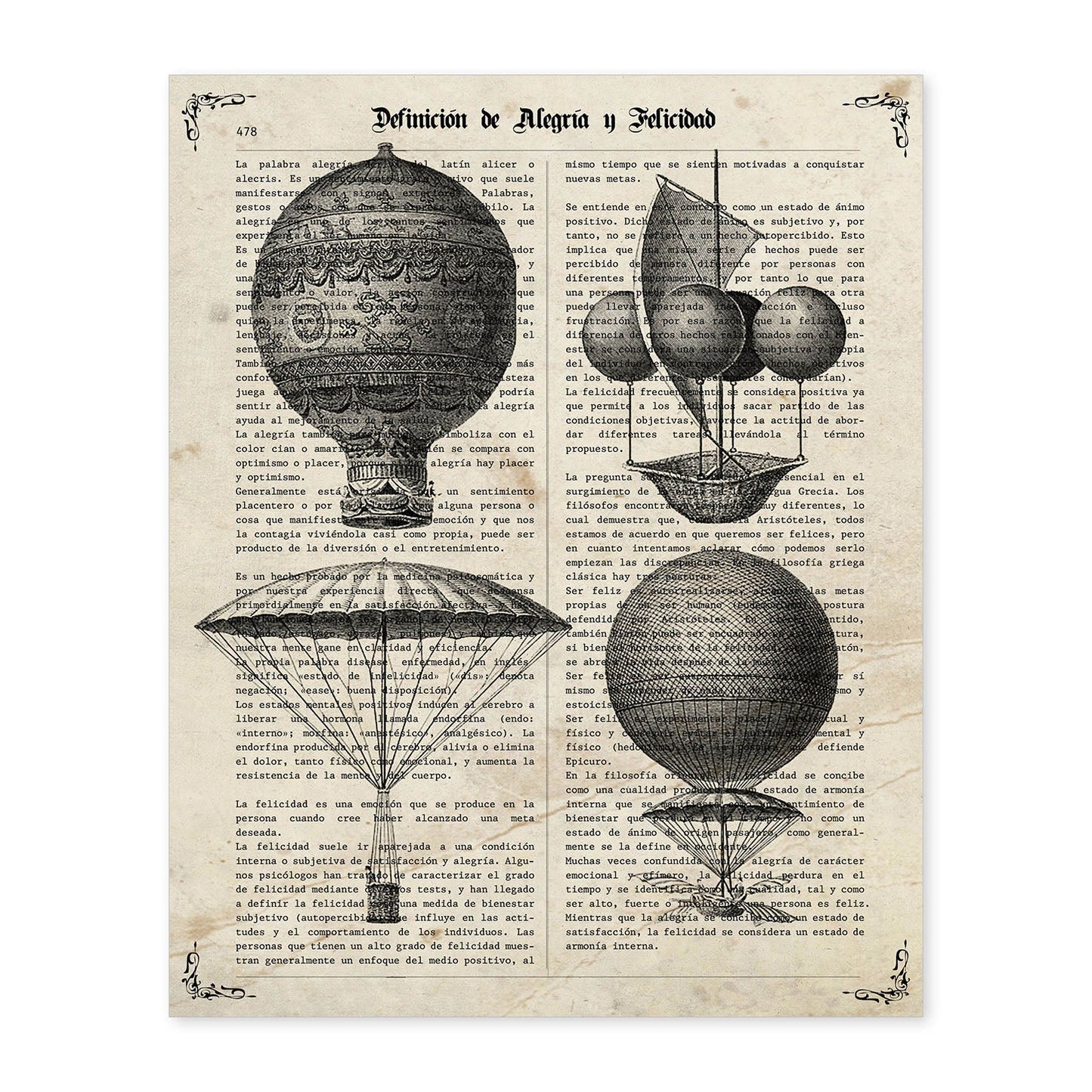 Poster de Globos Vintage. Láminas de globos aeroestáticos. Diseño con imágenes de globos.-Artwork-Nacnic-A4-Sin marco-Nacnic Estudio SL