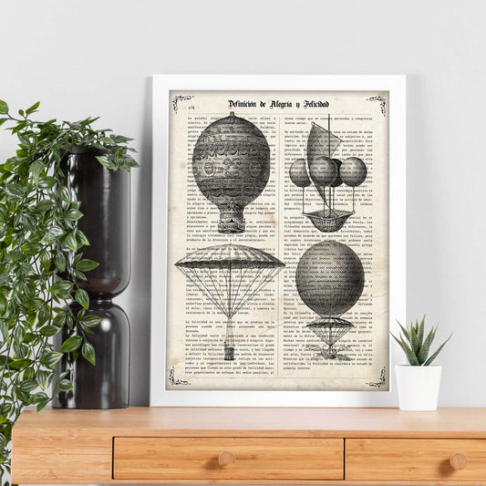 Poster de Globos Vintage. Láminas de globos aeroestáticos. Diseño con imágenes de globos.-Artwork-Nacnic-Nacnic Estudio SL