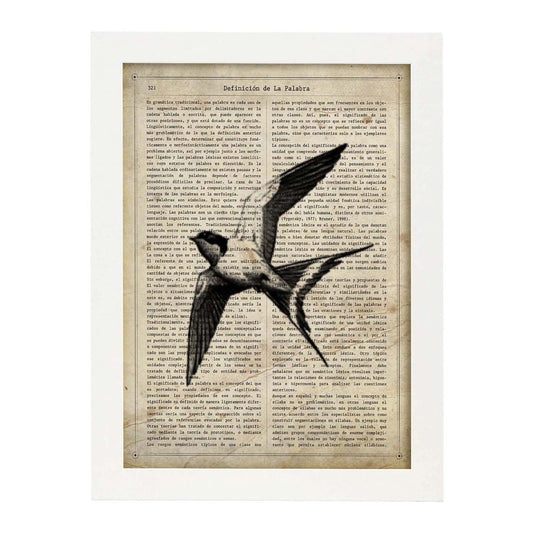Poster de Golondrina.Láminas vintage para Posters con diseño vintage y definiciones.-Artwork-Nacnic-A4-Marco Blanco-Nacnic Estudio SL