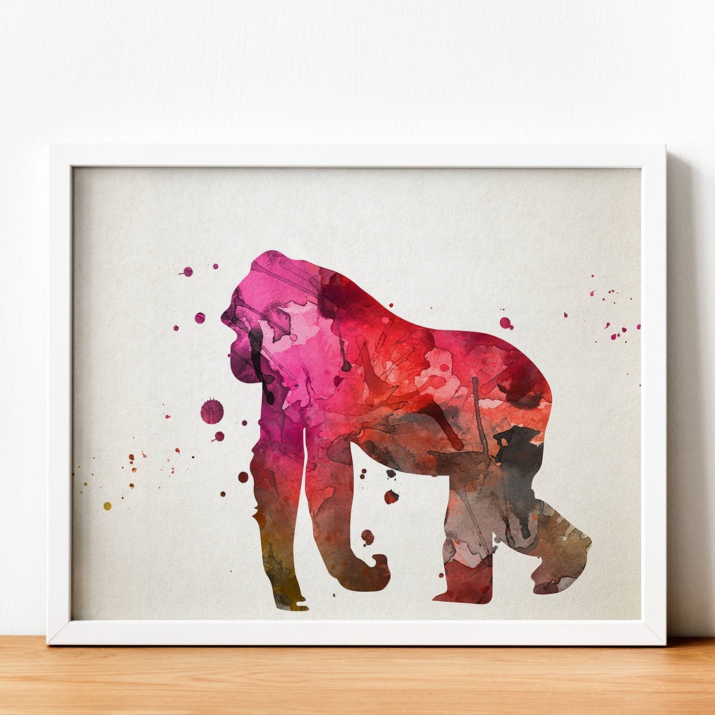Poster de Gorila estilo acuarela. Láminas de animales con estilo acuarela-Artwork-Nacnic-Nacnic Estudio SL