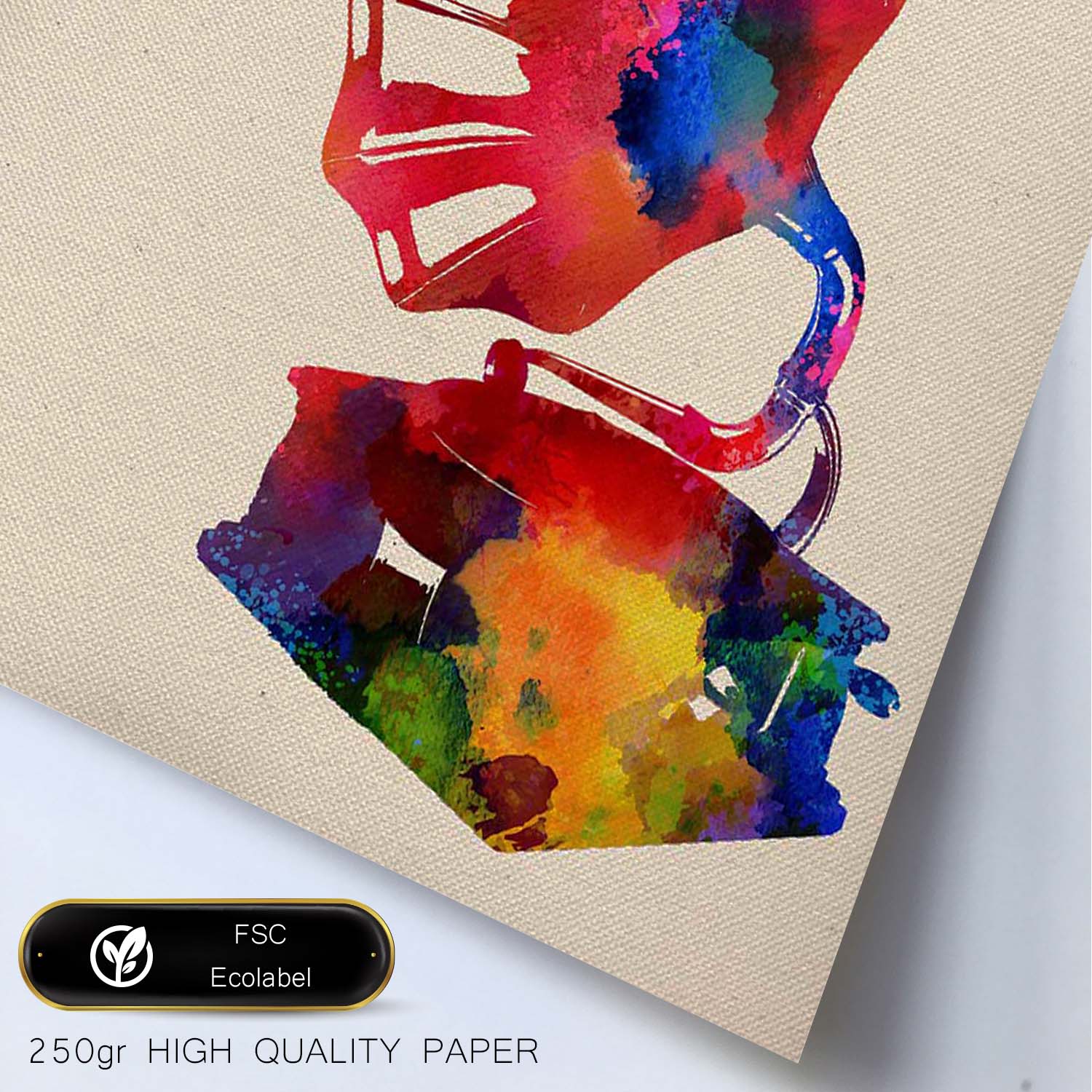 Poster de Gramola con diseño acuarela. Mix de láminas con estilo acuarela-Artwork-Nacnic-Nacnic Estudio SL