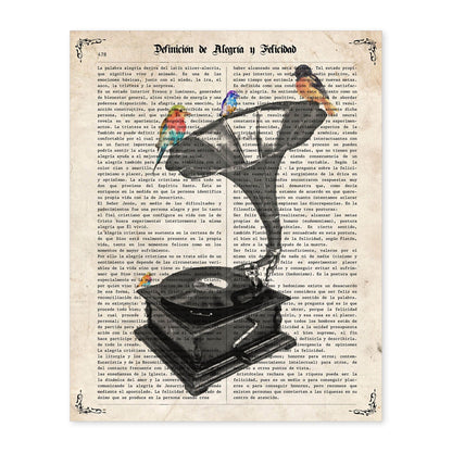 Poster de Gramola con pajaros. Láminas musicales con definiciones para-Artwork-Nacnic-A4-Sin marco-Nacnic Estudio SL