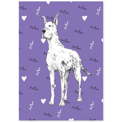 Poster de Gran danes morado. Lámina decorativa de perros.-Artwork-Nacnic-A4-Sin marco-Nacnic Estudio SL