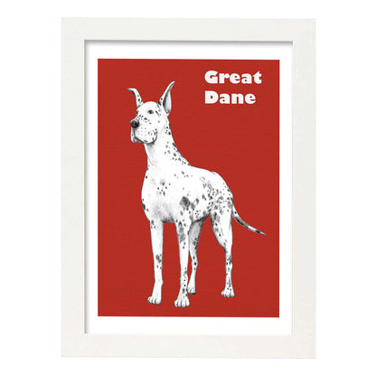 Poster de Gran danes. Lámina decorativa de perros.-Artwork-Nacnic-A4-Marco Blanco-Nacnic Estudio SL