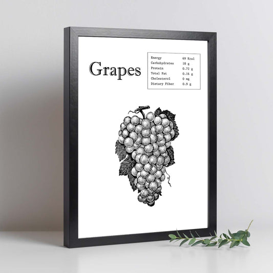 Poster de Grapes. Láminas de frutas y verduras en inglés.-Artwork-Nacnic-Nacnic Estudio SL