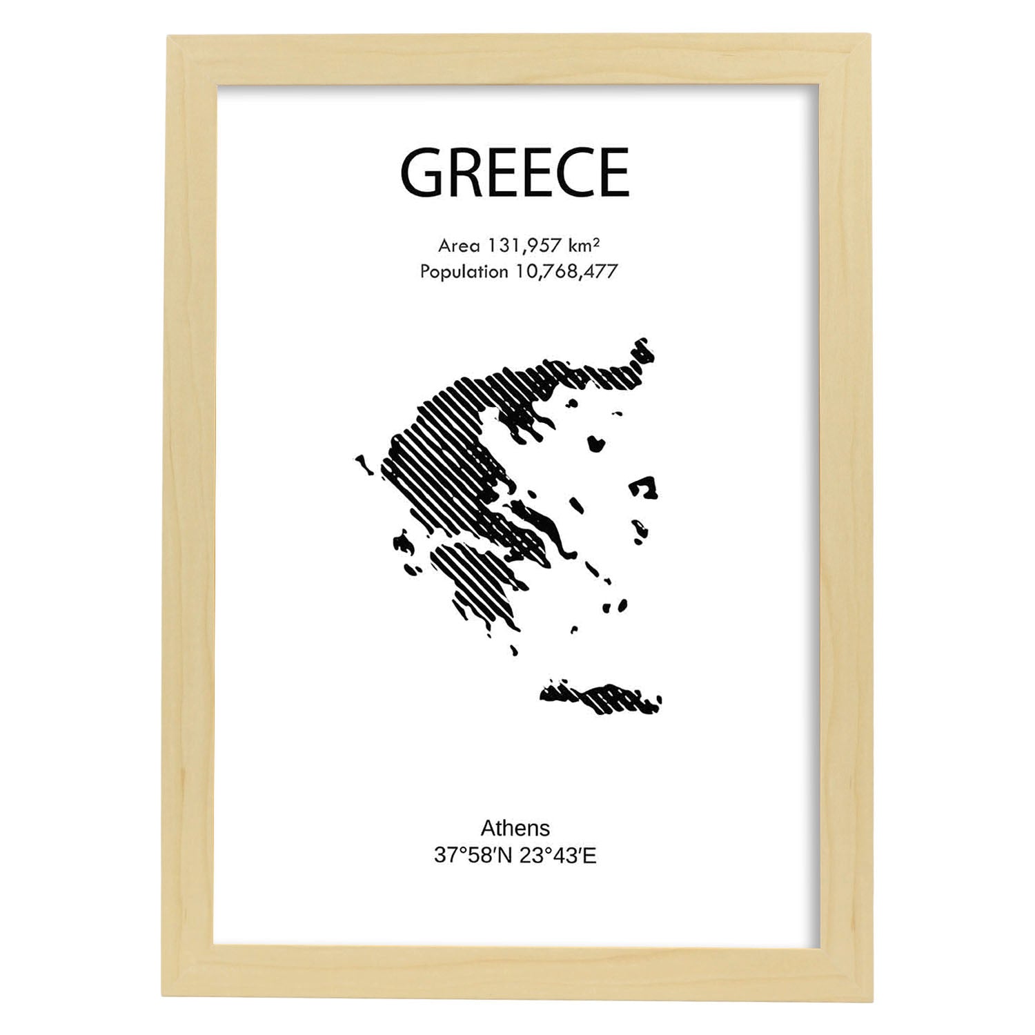 Poster de Grecia. Láminas de paises y continentes del mundo.-Artwork-Nacnic-A3-Marco Madera clara-Nacnic Estudio SL