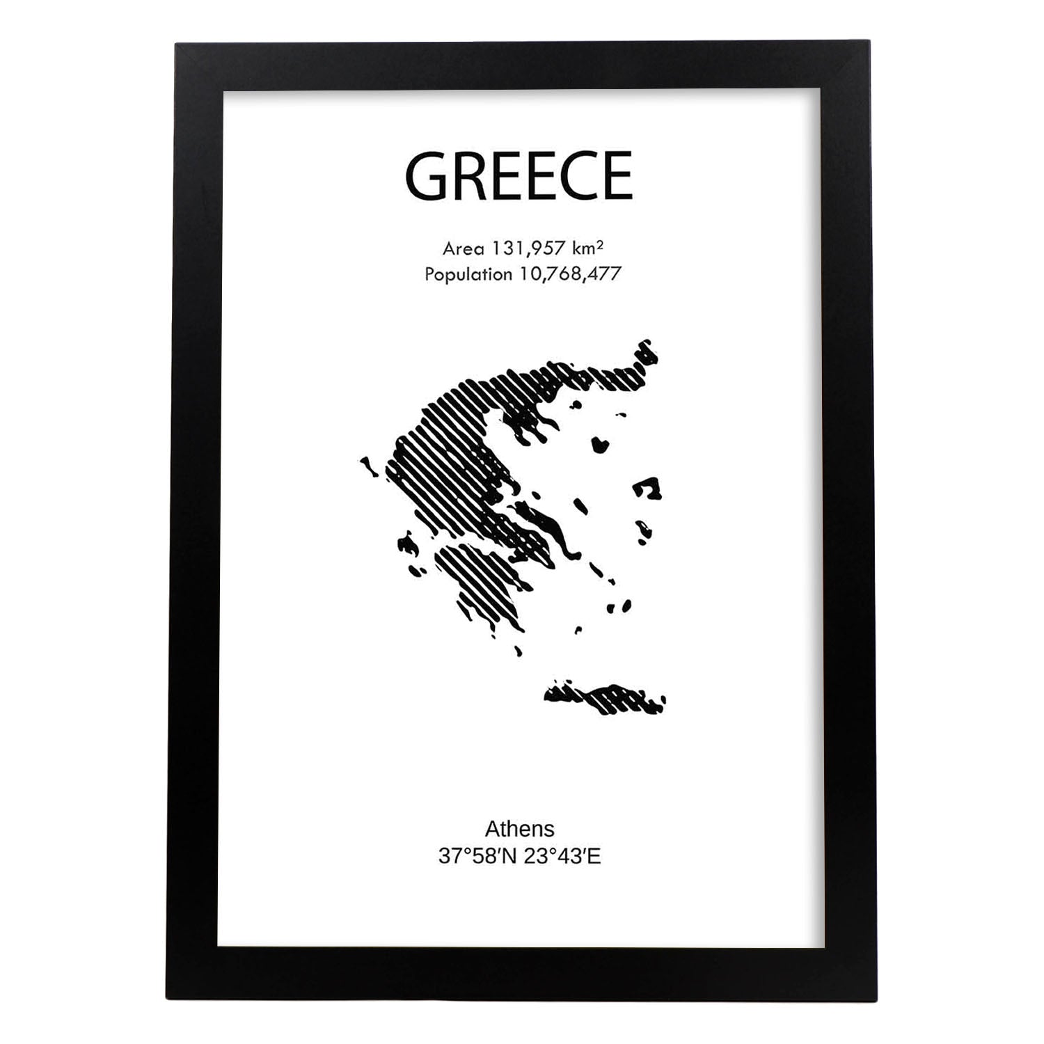 Poster de Grecia. Láminas de paises y continentes del mundo.-Artwork-Nacnic-A3-Marco Negro-Nacnic Estudio SL
