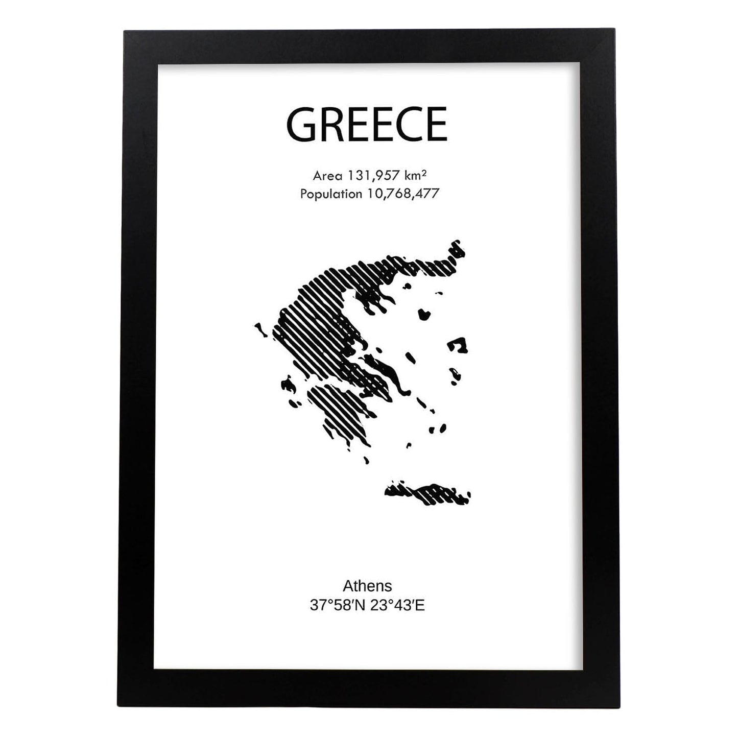 Poster de Grecia. Láminas de paises y continentes del mundo.-Artwork-Nacnic-A4-Marco Negro-Nacnic Estudio SL