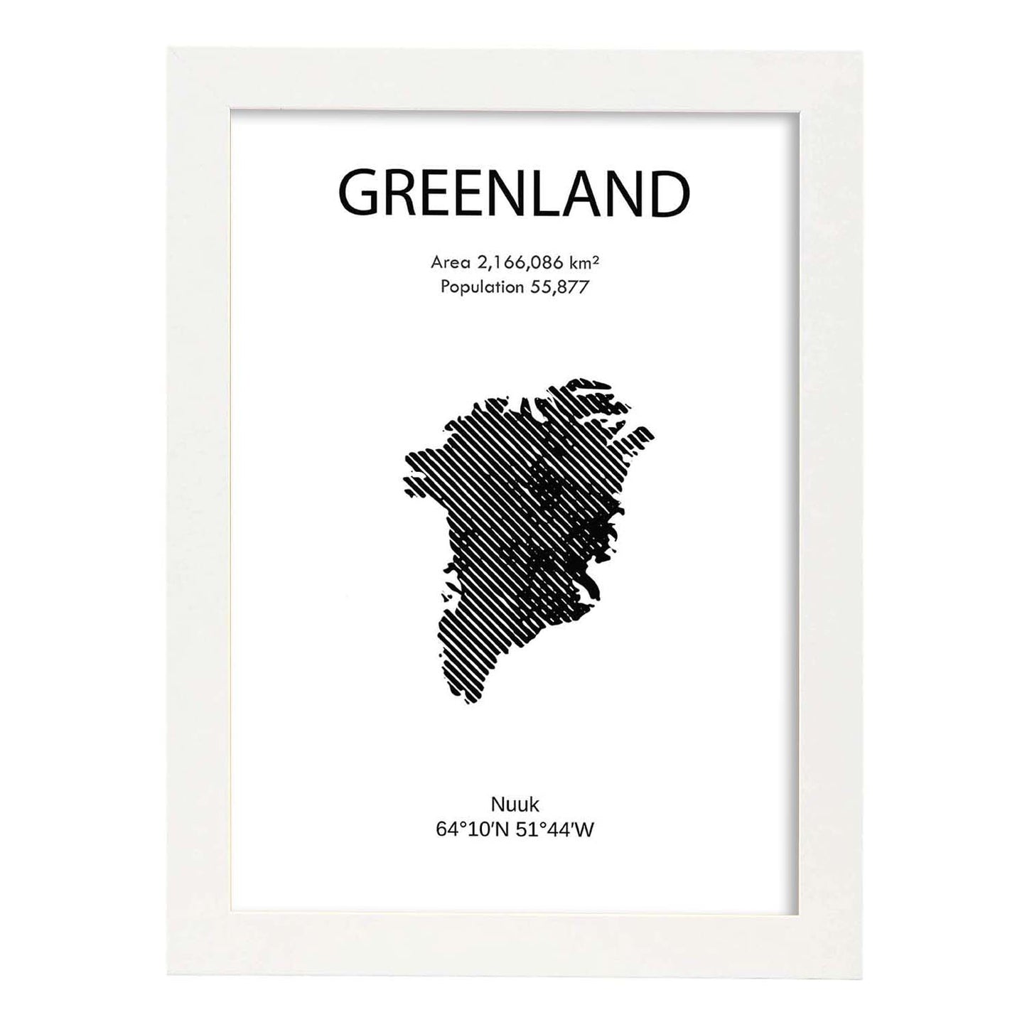 Poster de Groenlandia. Láminas de paises y continentes del mundo.-Artwork-Nacnic-A3-Marco Blanco-Nacnic Estudio SL