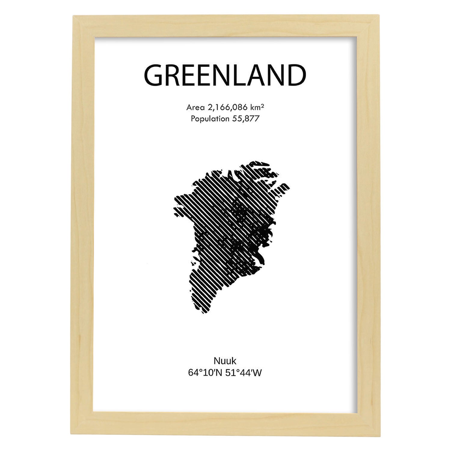 Poster de Groenlandia. Láminas de paises y continentes del mundo.-Artwork-Nacnic-A3-Marco Madera clara-Nacnic Estudio SL