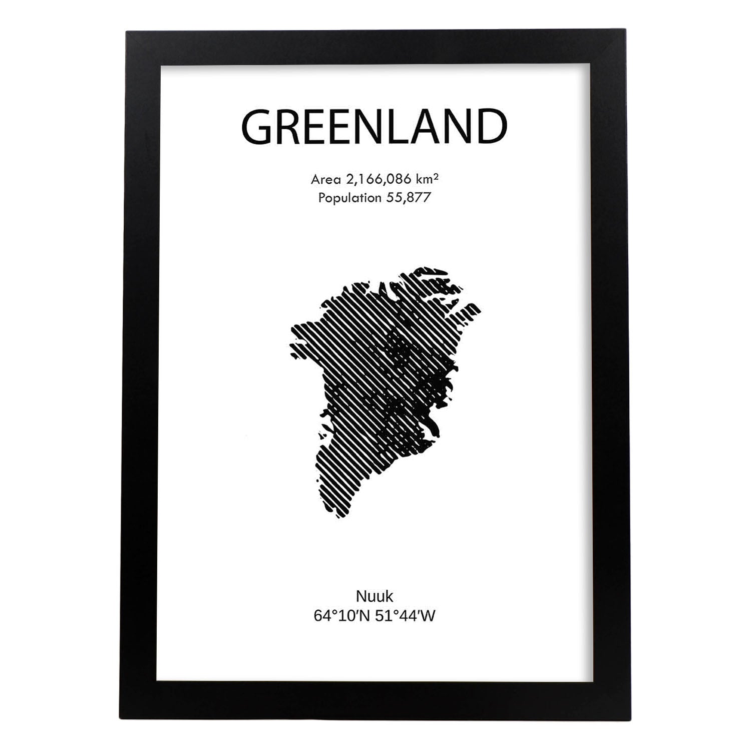 Poster de Groenlandia. Láminas de paises y continentes del mundo.-Artwork-Nacnic-A3-Marco Negro-Nacnic Estudio SL