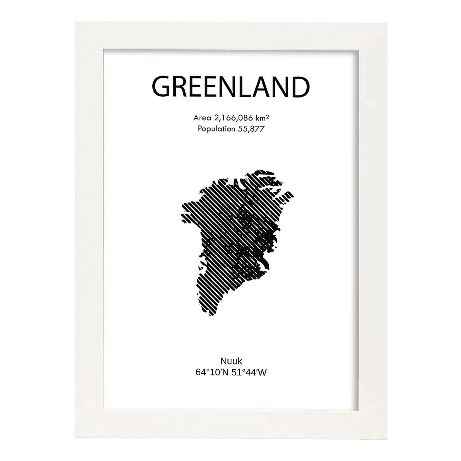 Poster de Groenlandia. Láminas de paises y continentes del mundo.-Artwork-Nacnic-A4-Marco Blanco-Nacnic Estudio SL