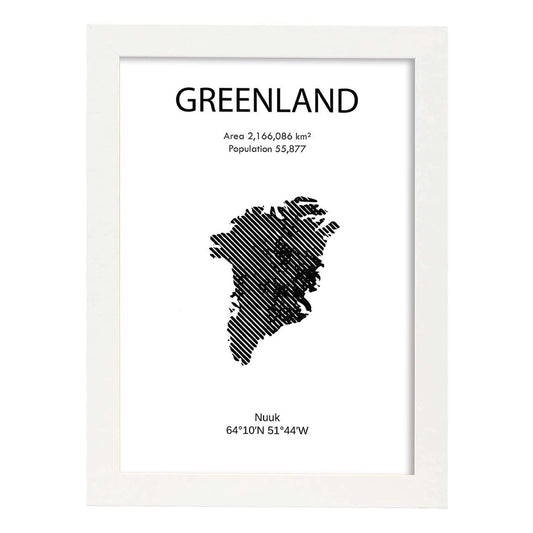 Poster de Groenlandia. Láminas de paises y continentes del mundo.-Artwork-Nacnic-A4-Marco Blanco-Nacnic Estudio SL