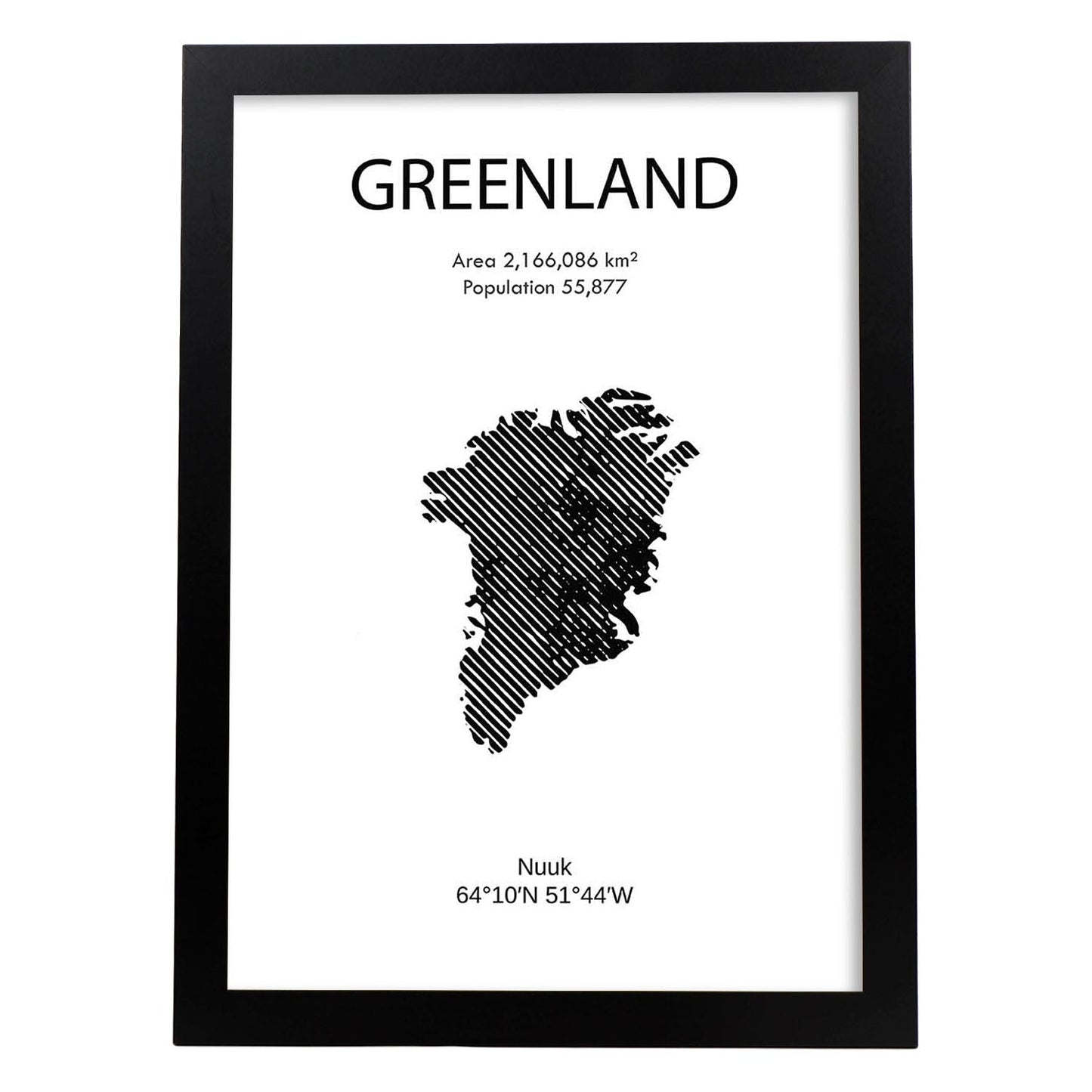 Poster de Groenlandia. Láminas de paises y continentes del mundo.-Artwork-Nacnic-A4-Marco Negro-Nacnic Estudio SL