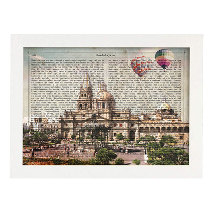 Poster de Guadalajara. Catedral. Láminas de ciudades españolas con definiciones. Decoración de interiores para españoles.-Artwork-Nacnic-A4-Marco Blanco-Nacnic Estudio SL