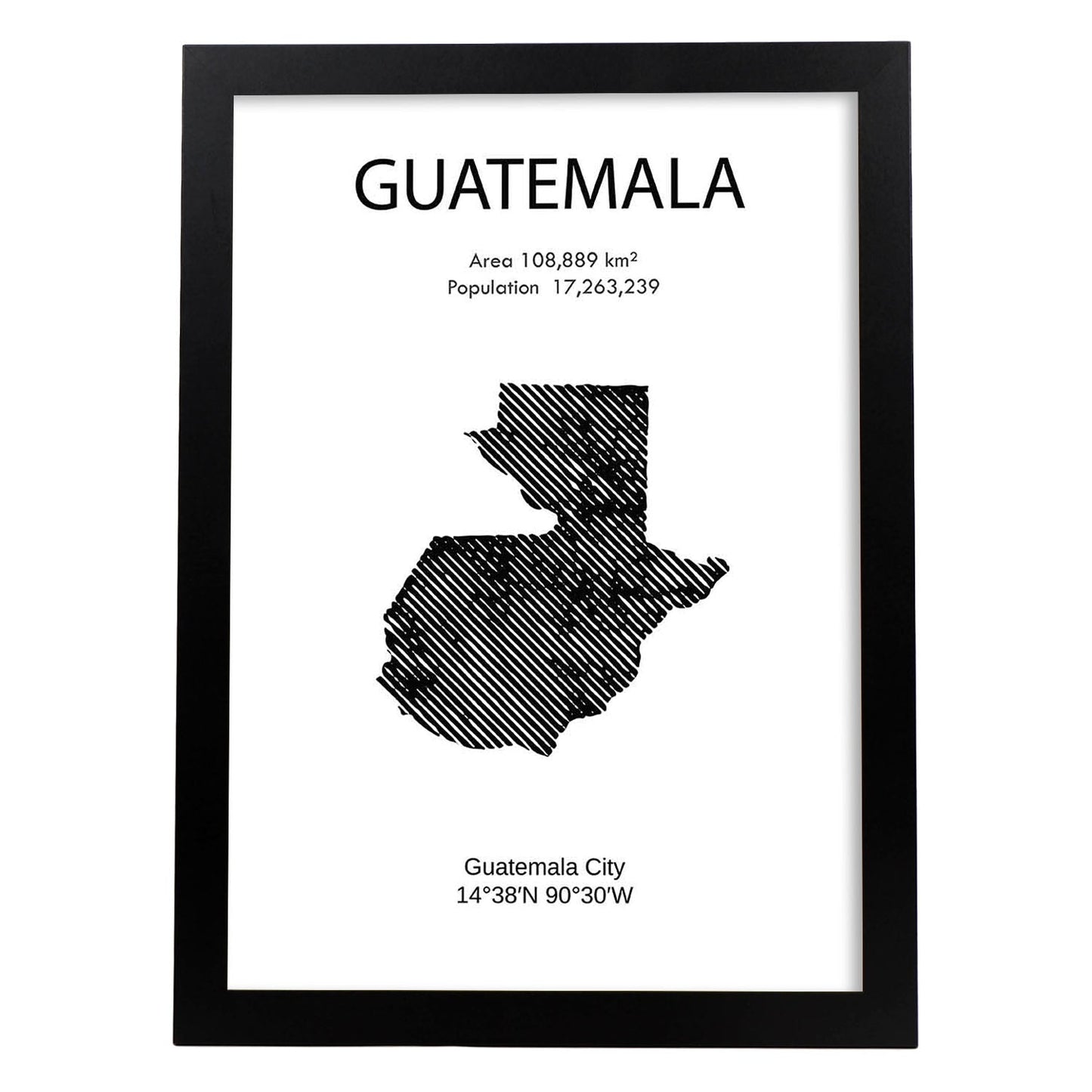 Poster de Guatemala. Láminas de paises y continentes del mundo.-Artwork-Nacnic-A3-Marco Negro-Nacnic Estudio SL