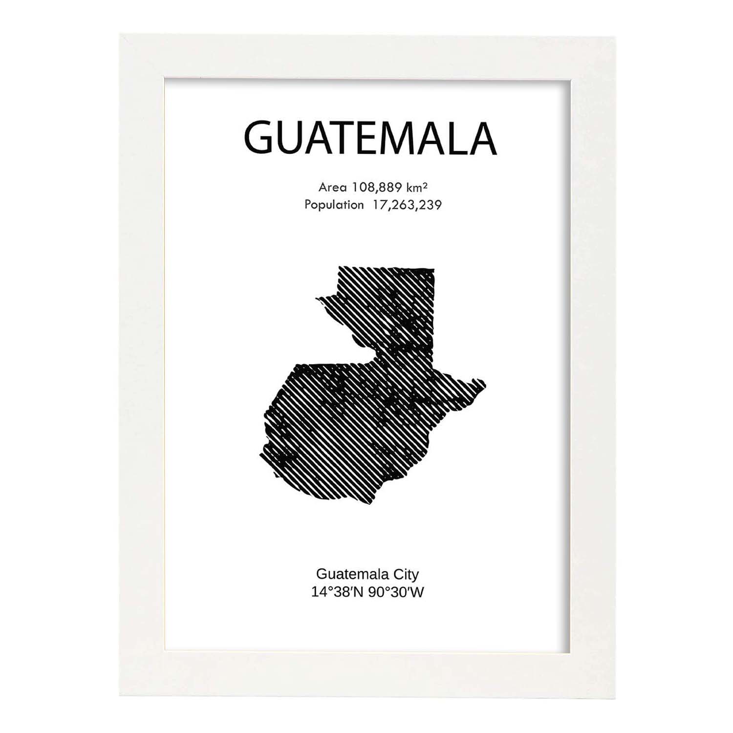 Poster de Guatemala. Láminas de paises y continentes del mundo.-Artwork-Nacnic-A4-Marco Blanco-Nacnic Estudio SL