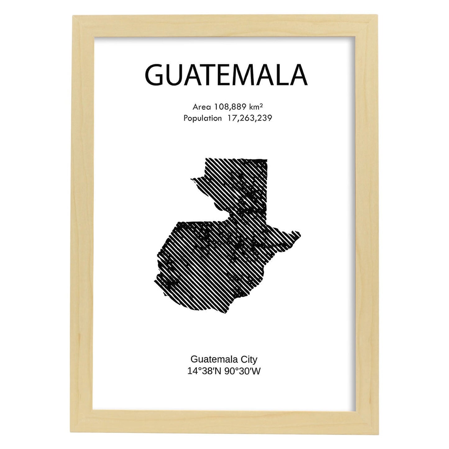 Poster de Guatemala. Láminas de paises y continentes del mundo.-Artwork-Nacnic-A4-Marco Madera clara-Nacnic Estudio SL