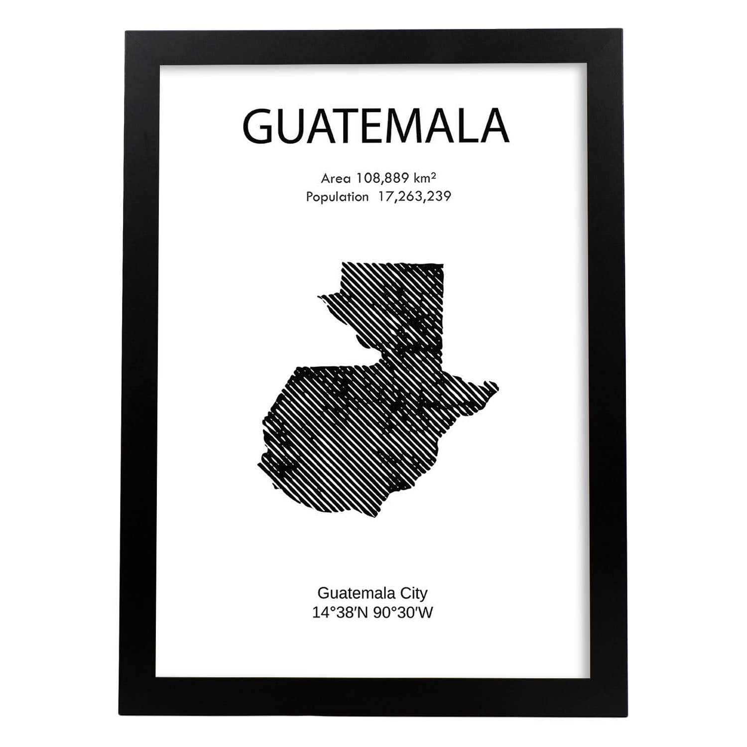Poster de Guatemala. Láminas de paises y continentes del mundo.-Artwork-Nacnic-A4-Marco Negro-Nacnic Estudio SL