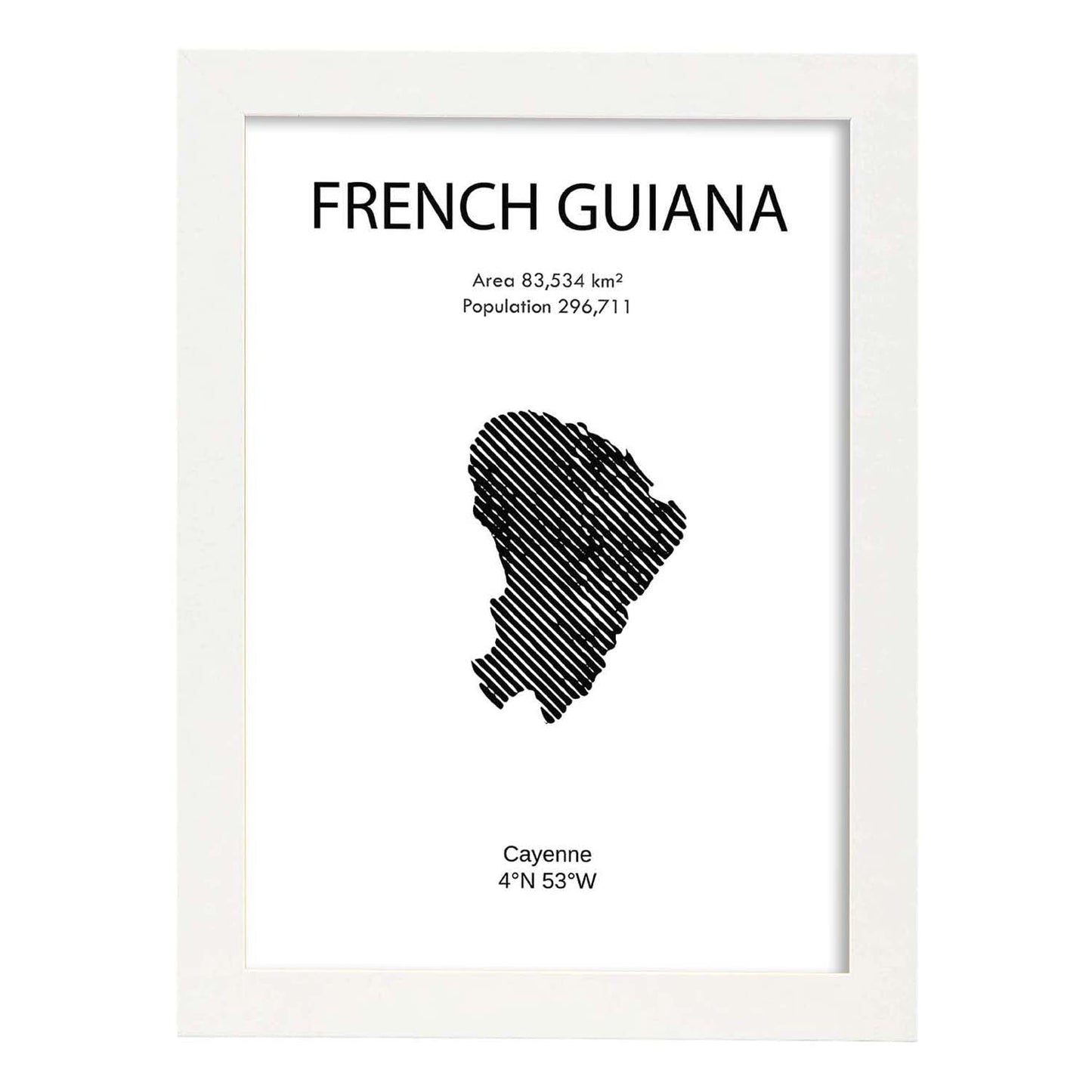 Poster de Guayana Francesa. Láminas de paises y continentes del mundo.-Artwork-Nacnic-A3-Marco Blanco-Nacnic Estudio SL