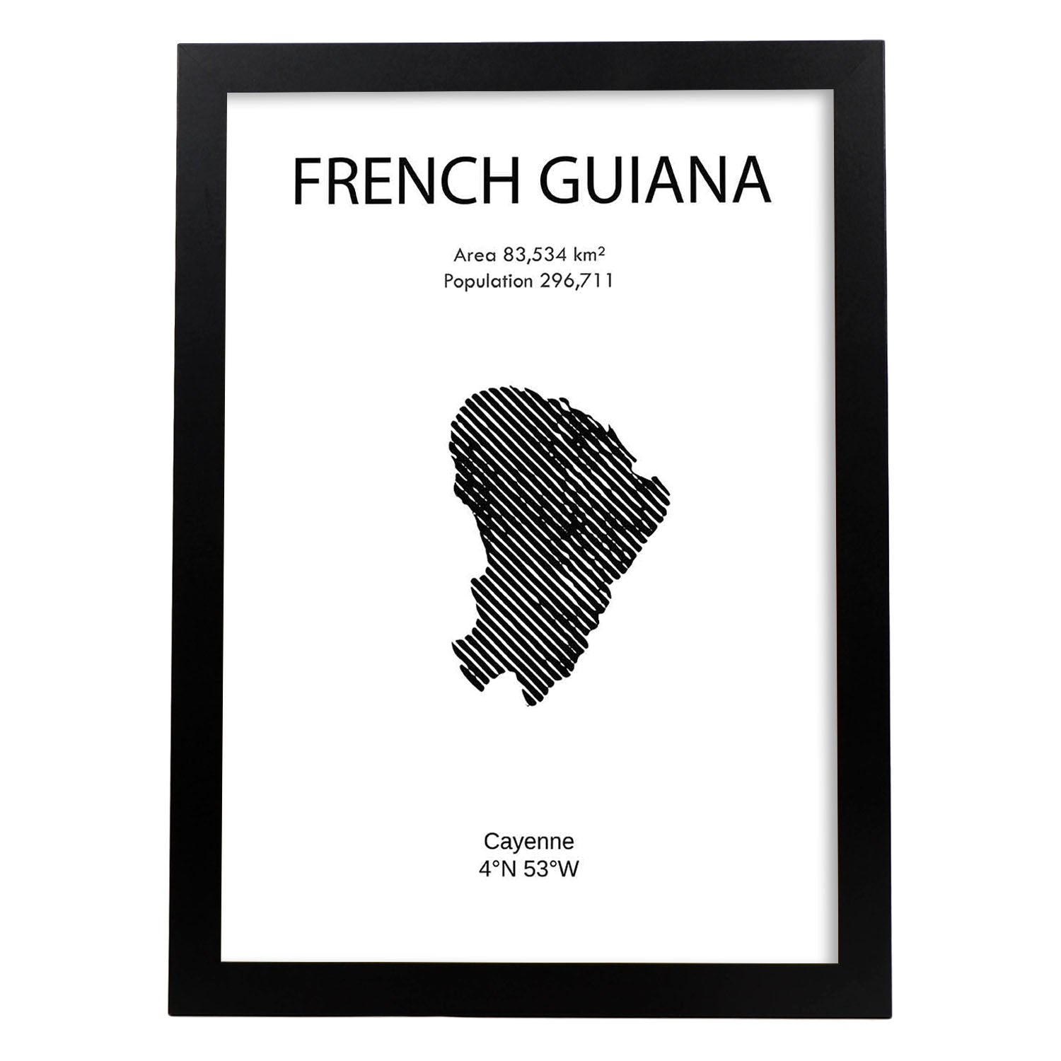Poster de Guayana Francesa. Láminas de paises y continentes del mundo.-Artwork-Nacnic-A3-Marco Negro-Nacnic Estudio SL