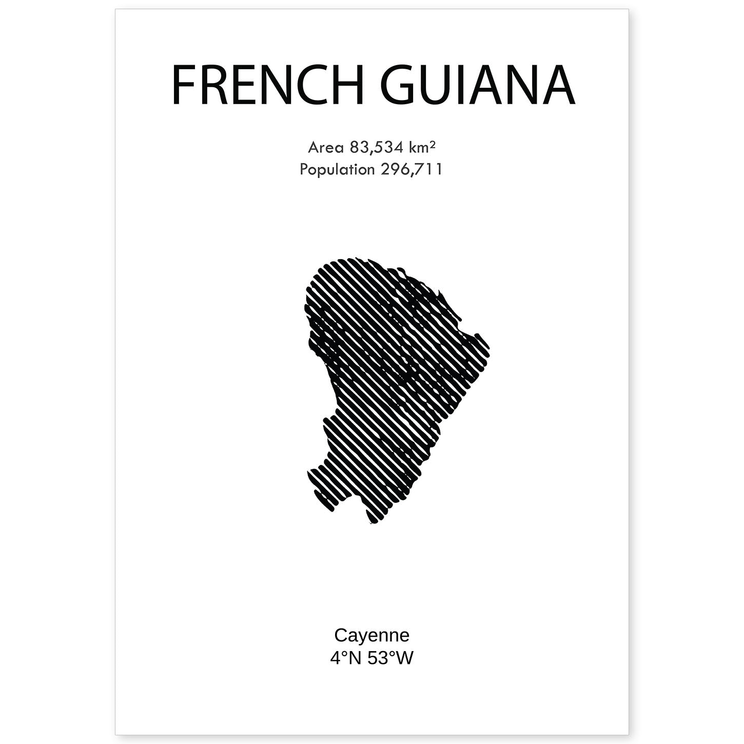 Poster de Guayana Francesa. Láminas de paises y continentes del mundo.-Artwork-Nacnic-A4-Sin marco-Nacnic Estudio SL