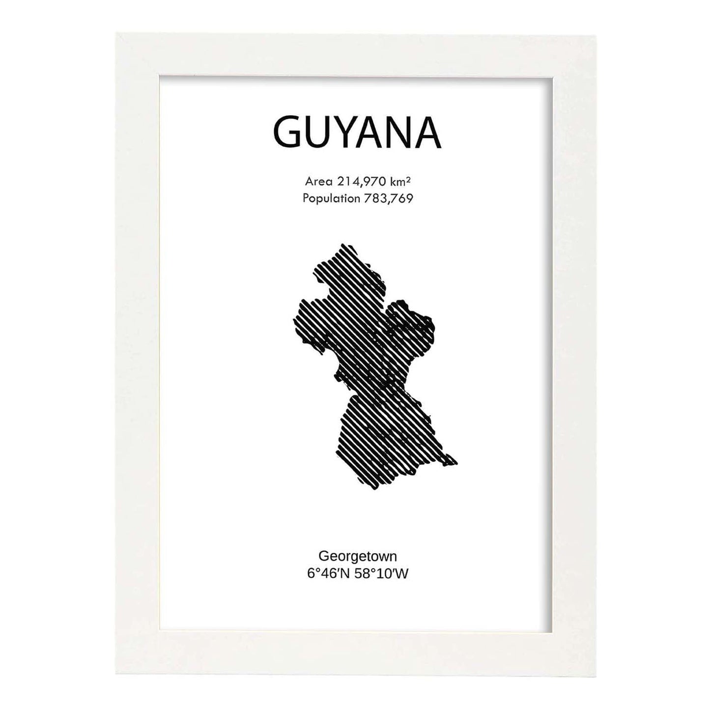Poster de Guayana. Láminas de paises y continentes del mundo.-Artwork-Nacnic-A3-Marco Blanco-Nacnic Estudio SL