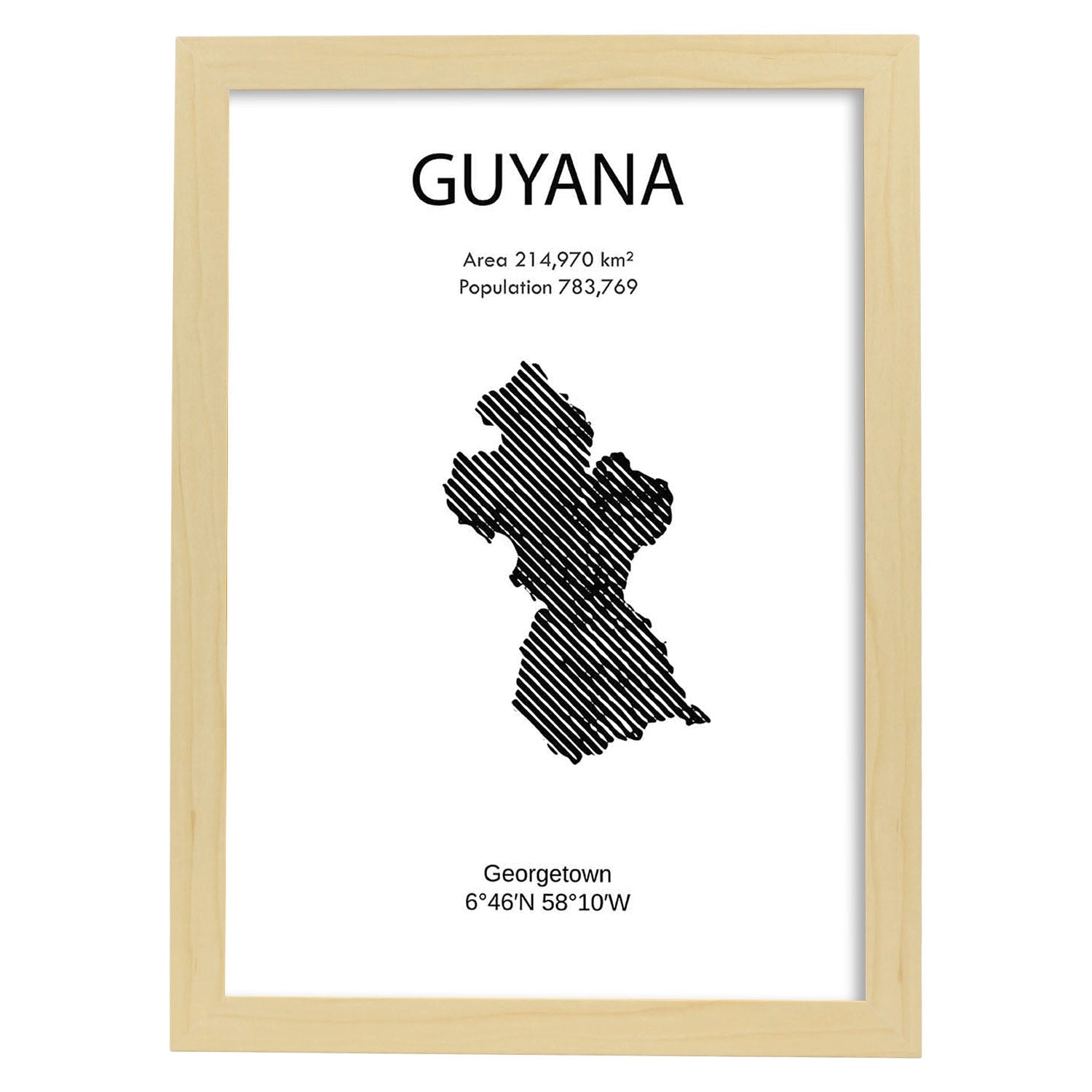 Poster de Guayana. Láminas de paises y continentes del mundo.-Artwork-Nacnic-A3-Marco Madera clara-Nacnic Estudio SL