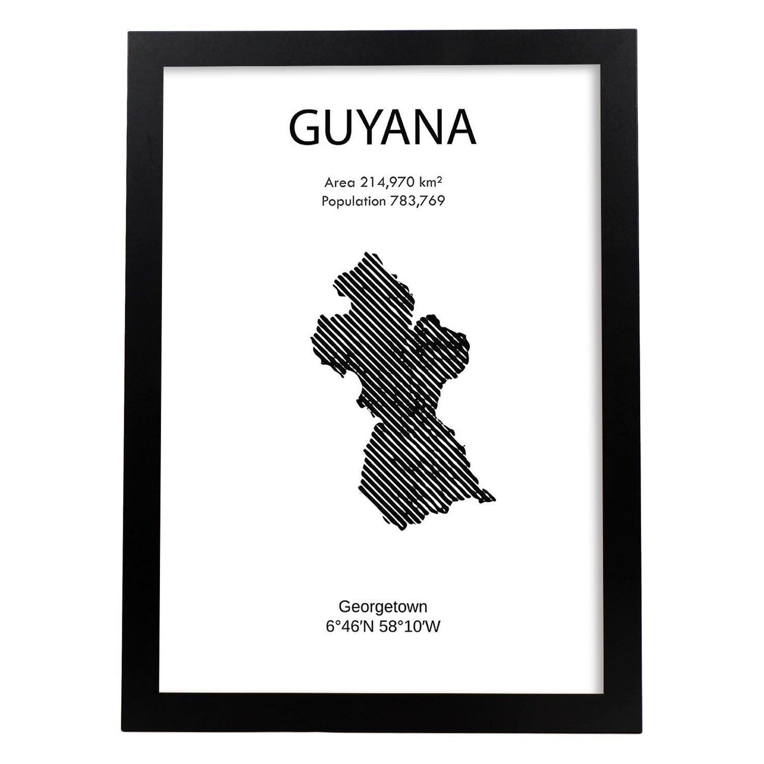 Poster de Guayana. Láminas de paises y continentes del mundo.-Artwork-Nacnic-A3-Marco Negro-Nacnic Estudio SL