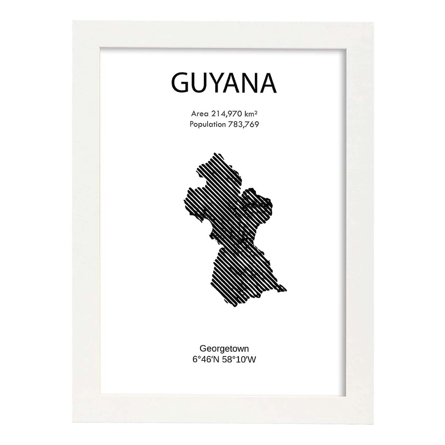 Poster de Guayana. Láminas de paises y continentes del mundo.-Artwork-Nacnic-A4-Marco Blanco-Nacnic Estudio SL