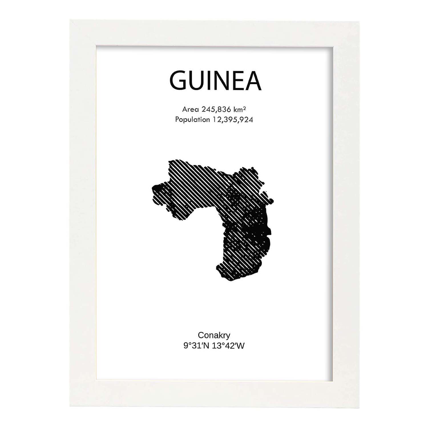 Poster de Guinea. Láminas de paises y continentes del mundo.-Artwork-Nacnic-A3-Marco Blanco-Nacnic Estudio SL