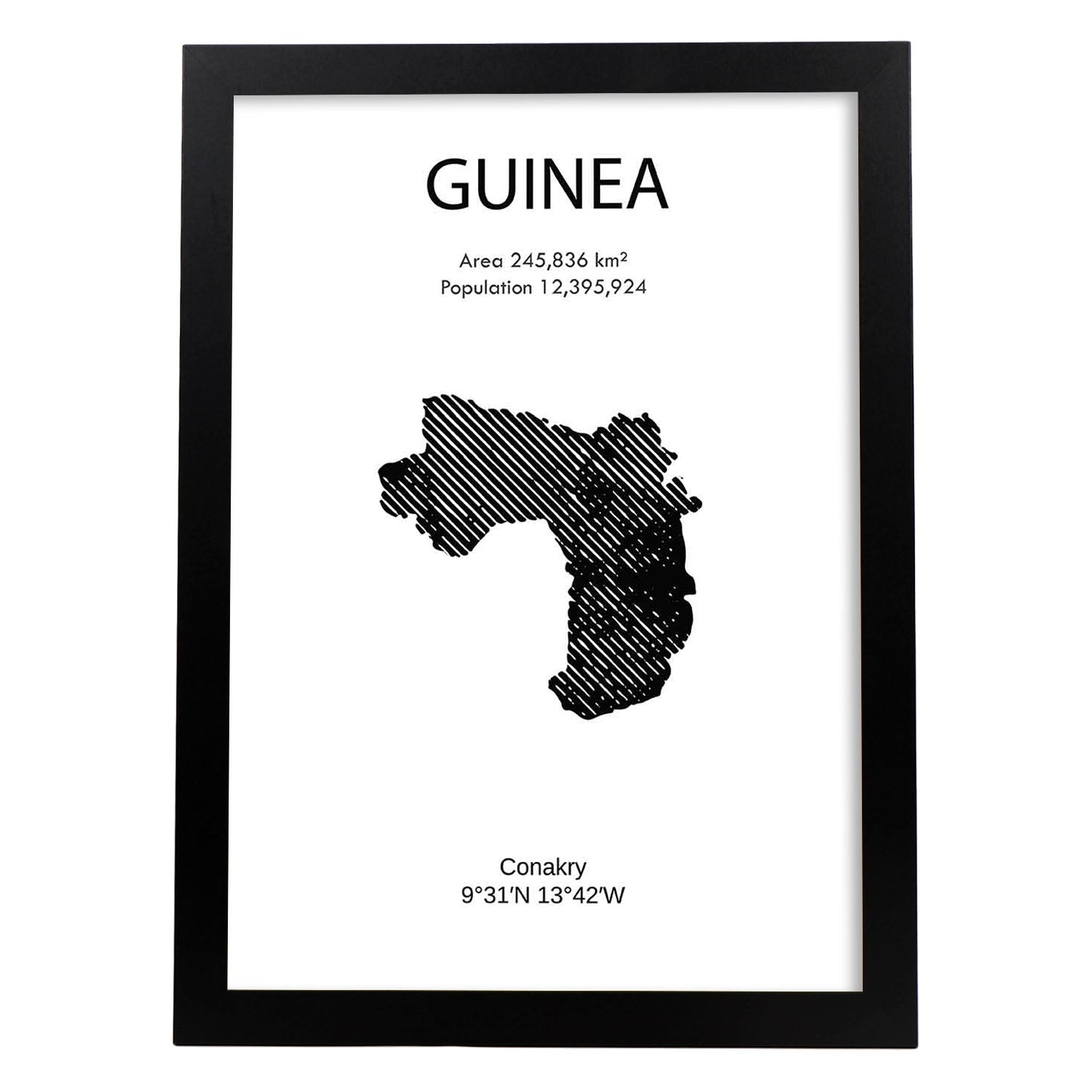 Poster de Guinea. Láminas de paises y continentes del mundo.-Artwork-Nacnic-A3-Marco Negro-Nacnic Estudio SL