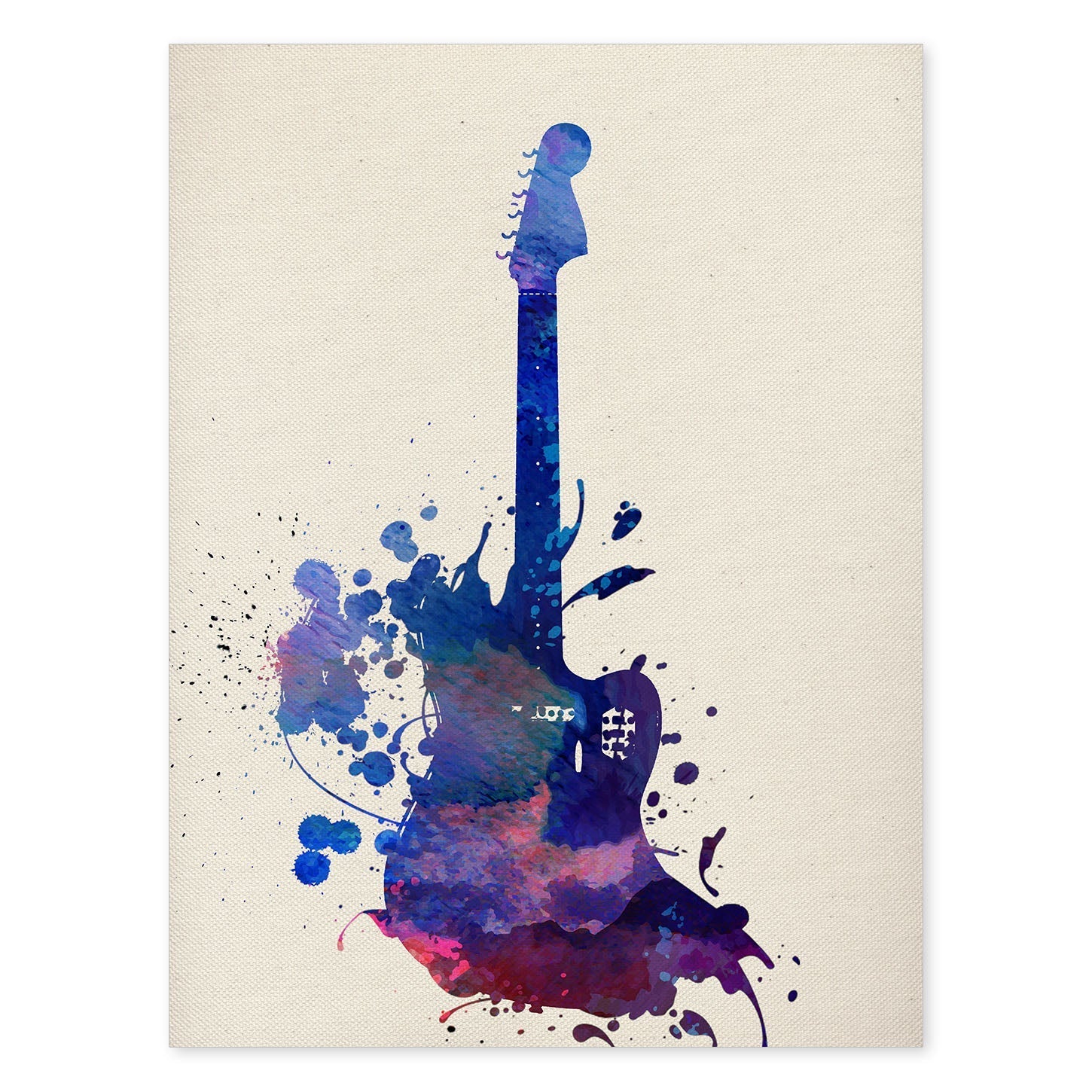 Poster de Guitarra con diseño acuarela. Mix de láminas con estilo acuarela-Artwork-Nacnic-A4-Sin marco-Nacnic Estudio SL