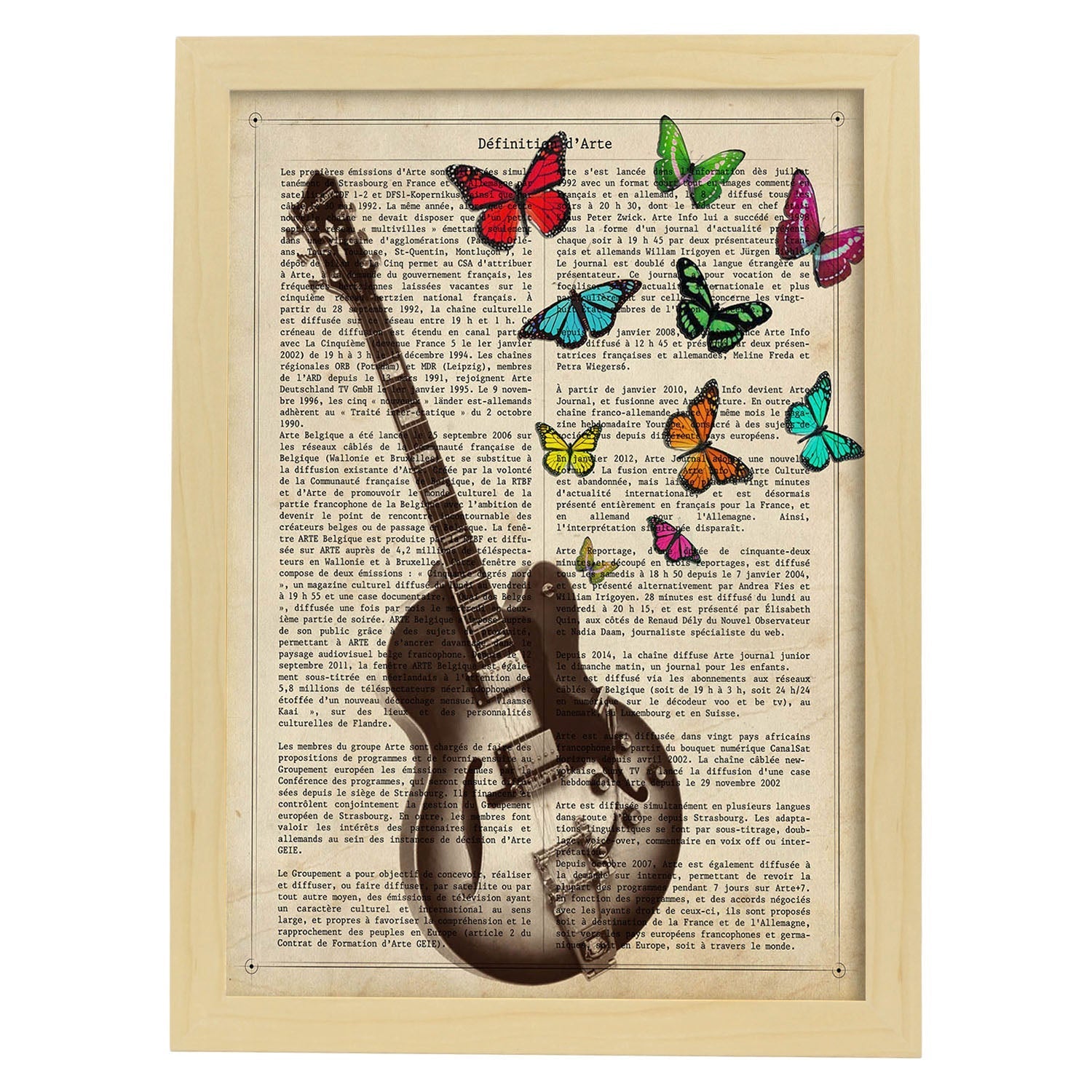 Poster de Guitarra electrica. Láminas musicales con definiciones para-Artwork-Nacnic-A3-Marco Madera clara-Nacnic Estudio SL