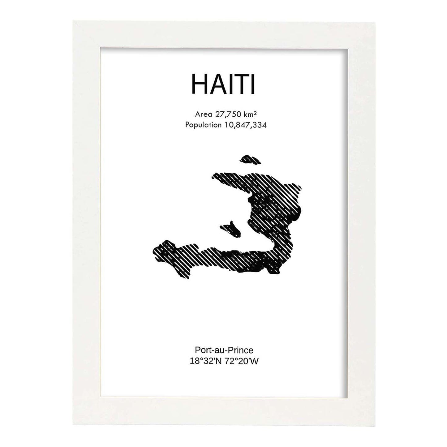 Poster de Haiti. Láminas de paises y continentes del mundo.-Artwork-Nacnic-A3-Marco Blanco-Nacnic Estudio SL